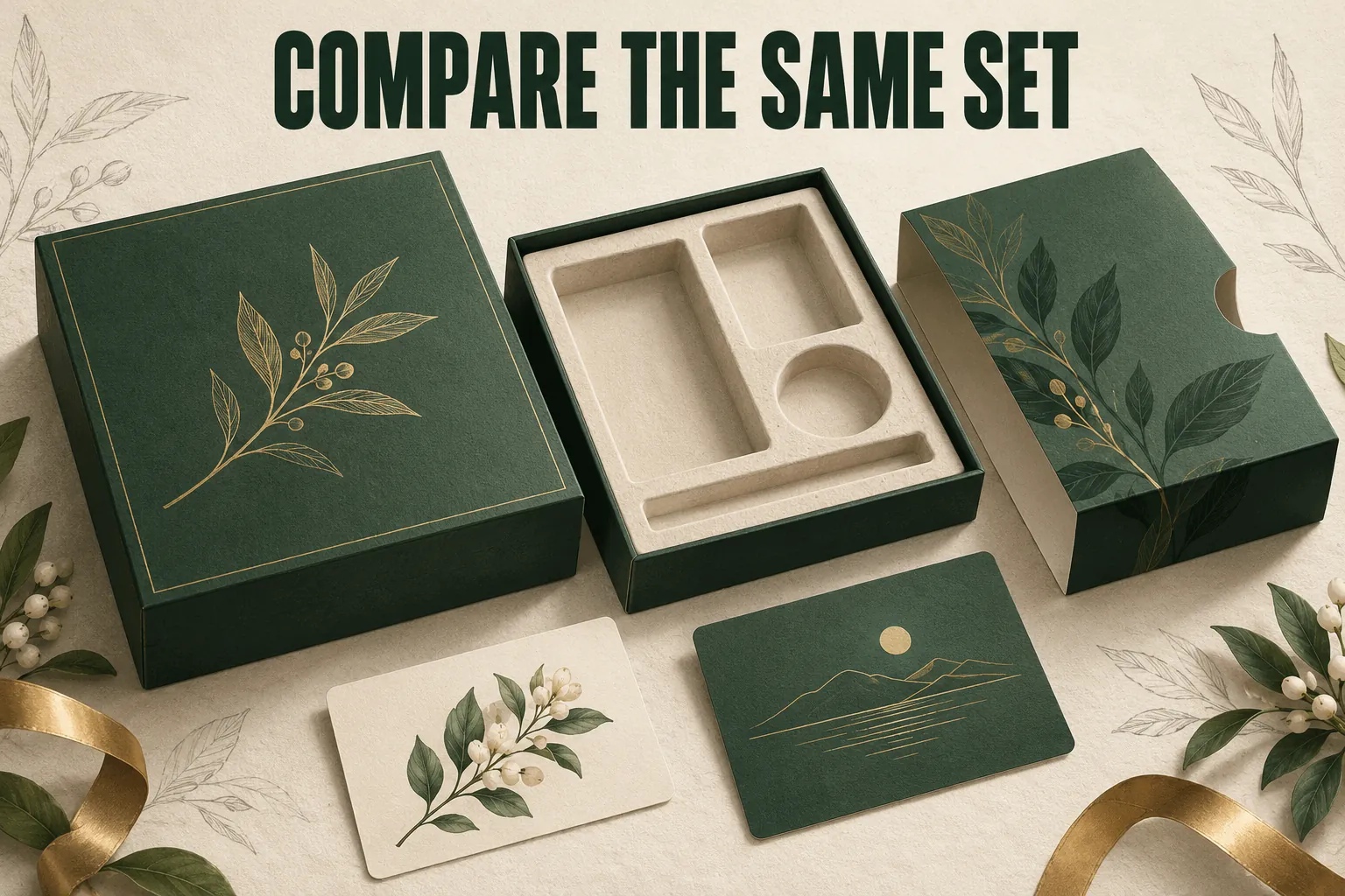Editorial planning illustration groups one box, insert, sleeve and two separately identified cards.