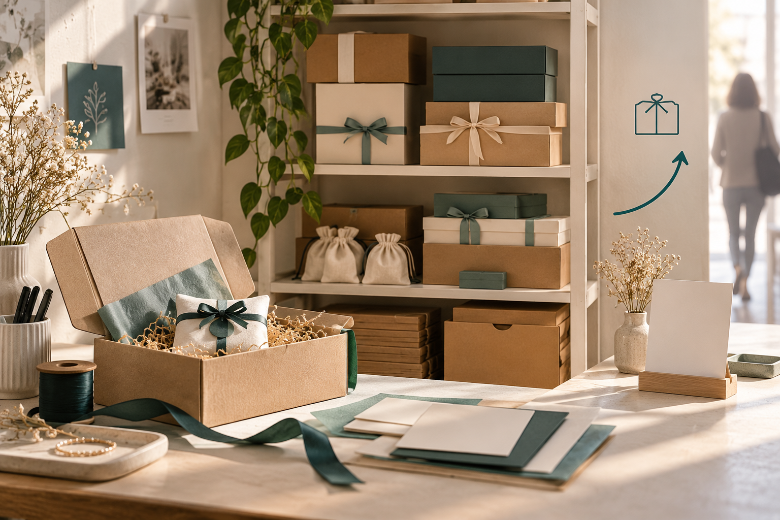 Completed gifts waiting in an identified customer-collection holding area