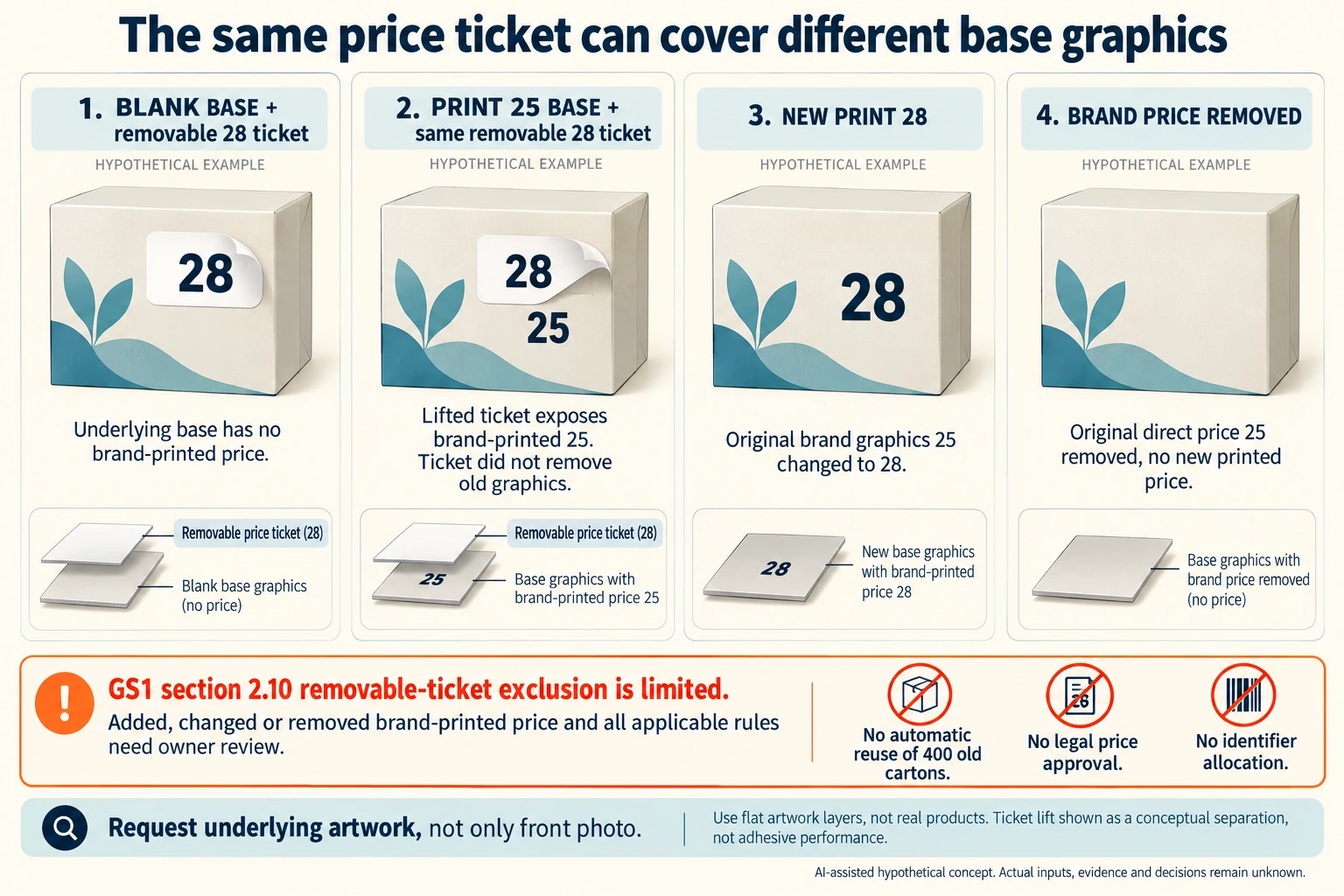 Hypothetical concept: Ask what remains underneath the removable price ticket. Actual inputs, physical suitability, evidence and decisions remain unknown.