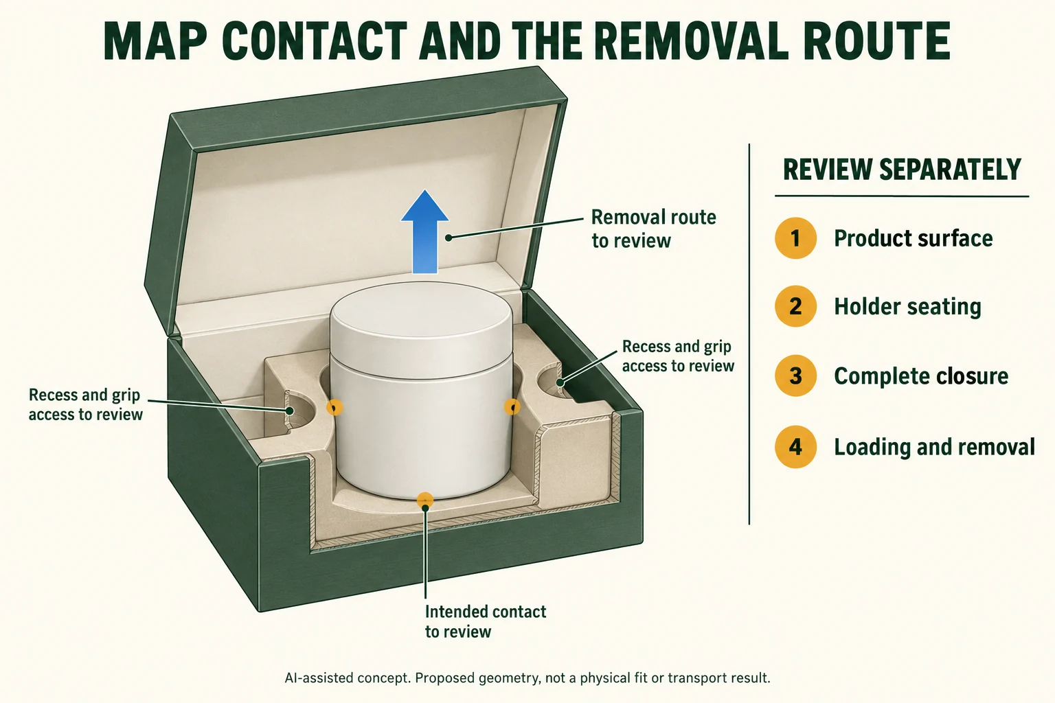 One jar in a cutaway box with proposed side and base contacts, two access recesses and an upward removal-route arrow.