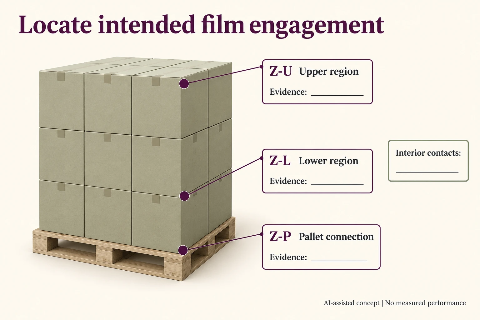 One symbolic unit load has separate Z-U Z-L and Z-P region callouts and an interior-carton question with no wrap prescription