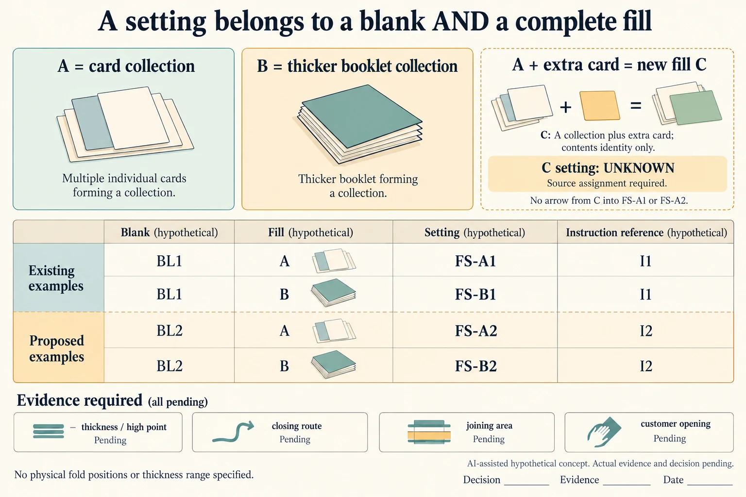 BL1/I1 and proposed BL2/I2 each have separate A/B setting references; a new fill C has no assigned setting.