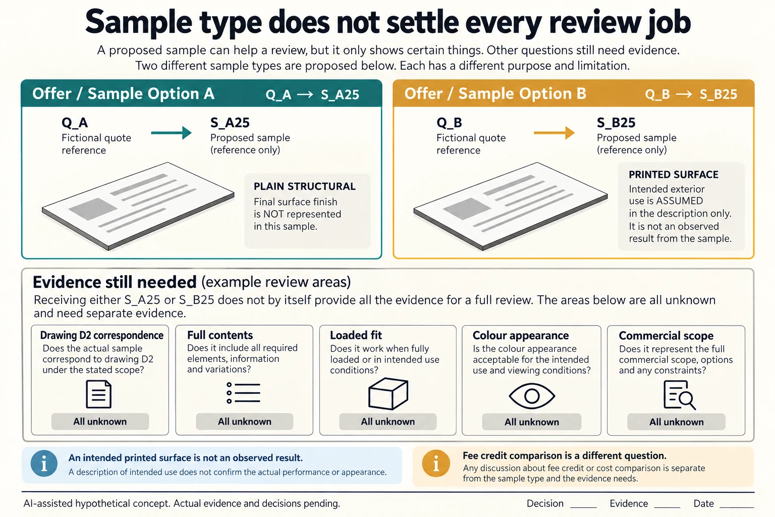 Q_A/S_A25 plain structure and Q_B/S_B25 printed-surface proposals retain separate contents and decision evidence requests.
