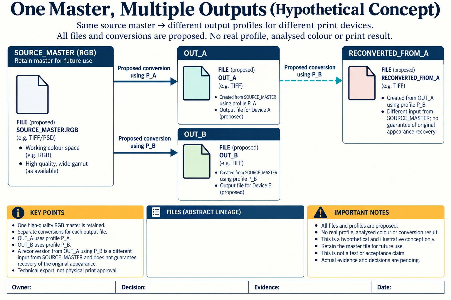 Hypothetical teaching concept: a second output should retain its original source identity. No actual project result.
