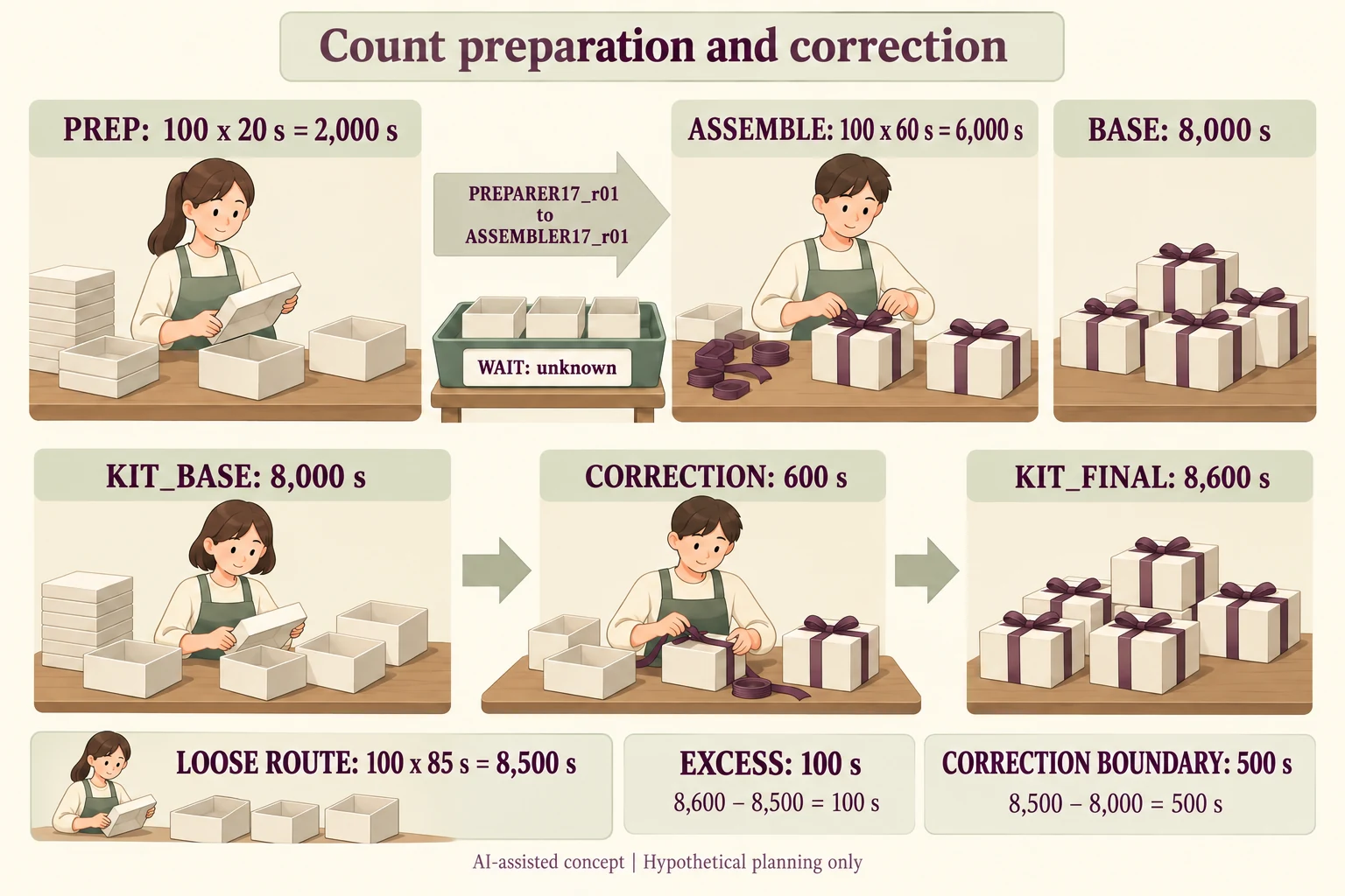 Preparation handoff wait acceptance assembly base route correction alternative route boundary and complete-gift readiness have independent scope rows