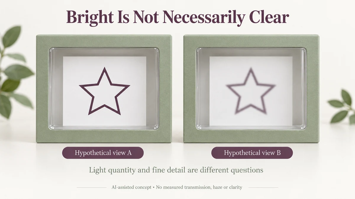 AI-assisted matching hypothetical window frames showing the same star outline with sharp and fuzzy edges at similar illustrated brightness.