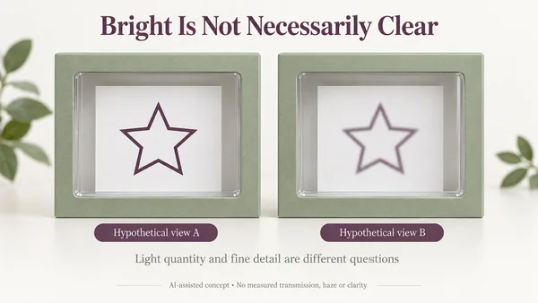AI-assisted matching hypothetical window frames showing the same star outline with sharp and fuzzy edges at similar illustrated brightness.
