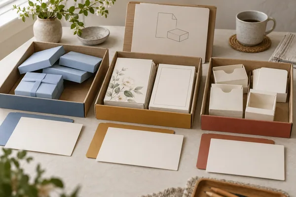 Separate boxes, cards and holders are organized in trays with distinct blank status/reference cards.