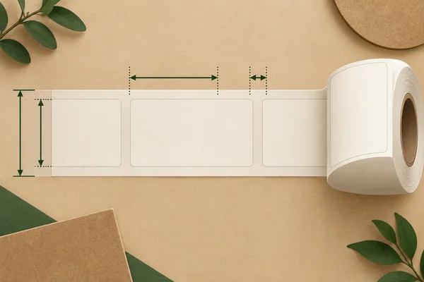 Separate liner width, label width and label-gap reference areas