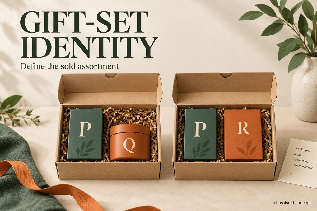 Hypothetical P plus Q and P plus R assortments in the same outer-box direction.