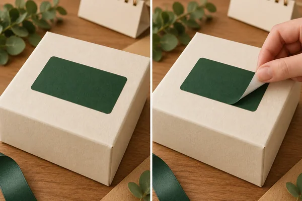 Removable label before peeling and during initial corner lift