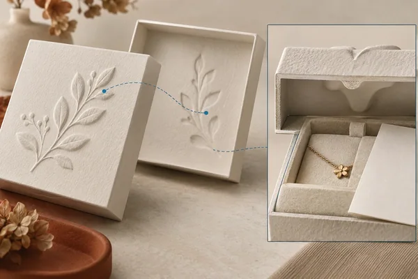 Front raised leaf relief connects to its reverse side and a loaded lid/holder contact detail.