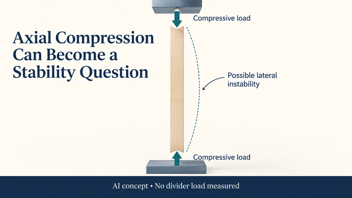 AI-assisted hypothetical slender divider under axial loading, with stability and material failure left unmeasured.