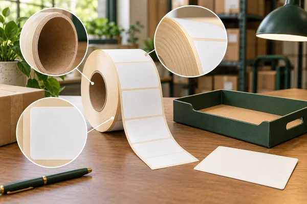 Label-roll receiving observation areas at core, edge and face