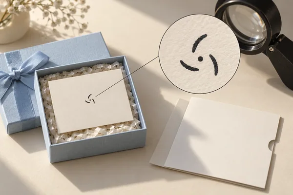 A small positive printed mark is enlarged by a magnifier beside native-file and output-reference concepts.