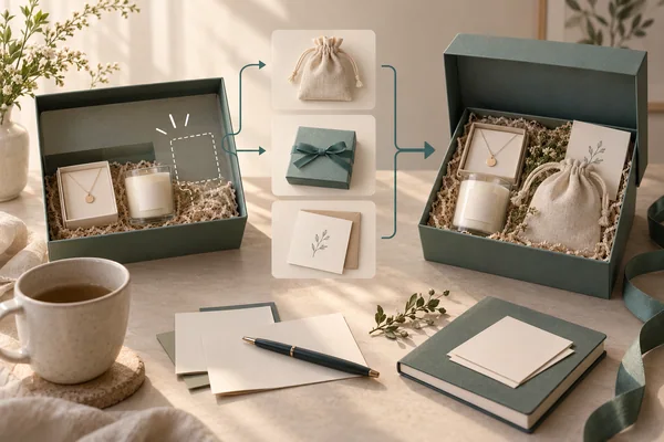 Incomplete gift presentation beside separately identified dispatch alternatives