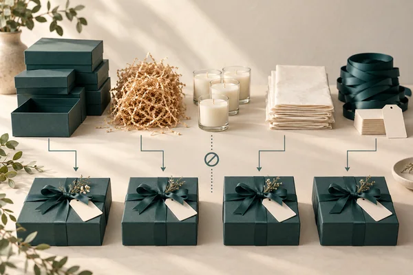 Gift-box components shown as unequal available groups