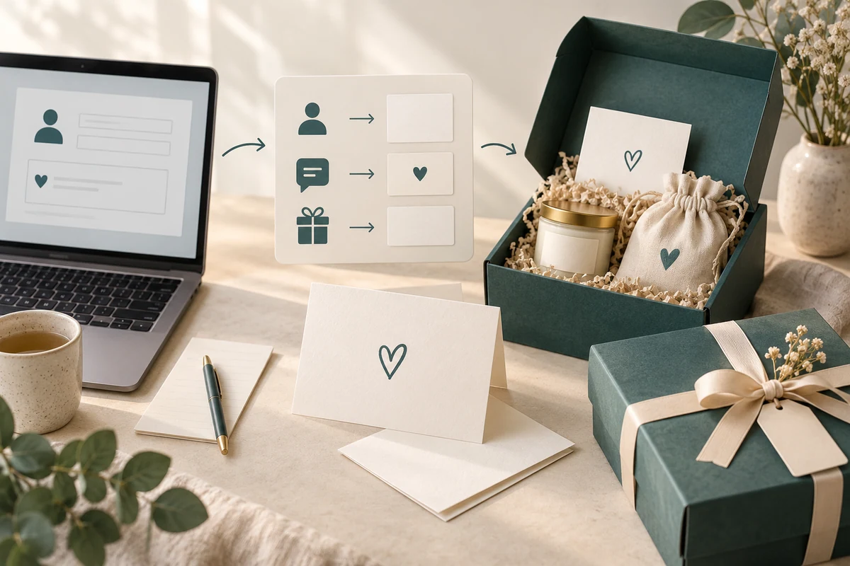 Order fields associated with a printed gift-message card through a data mapping
