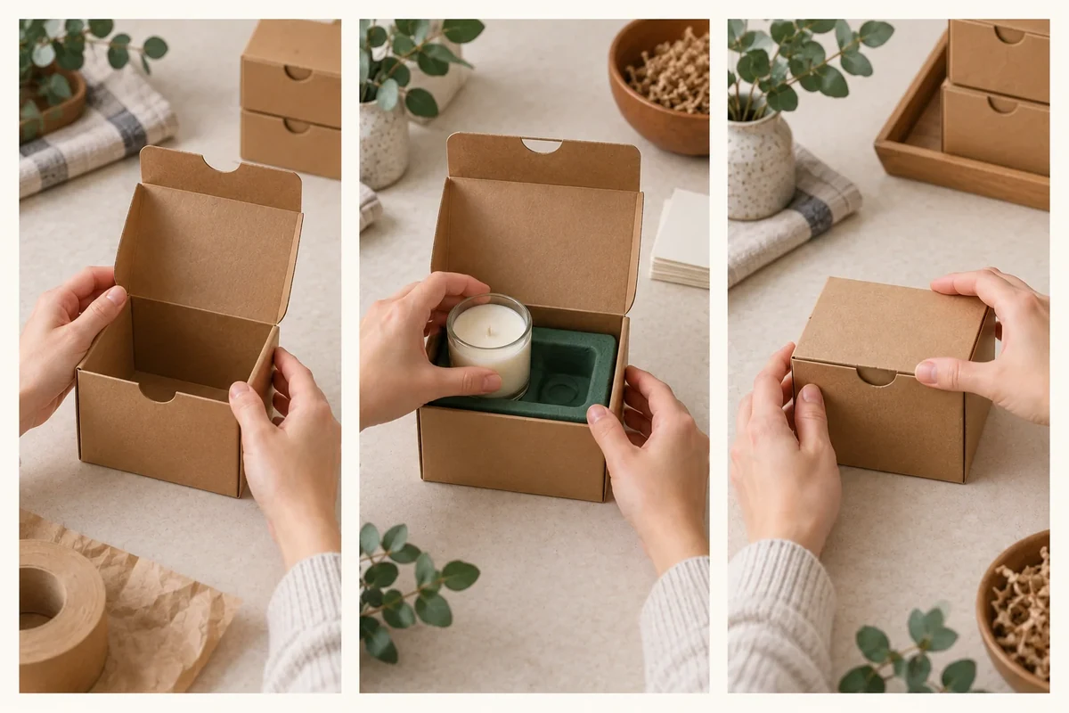 Three separate packaging assembly stages