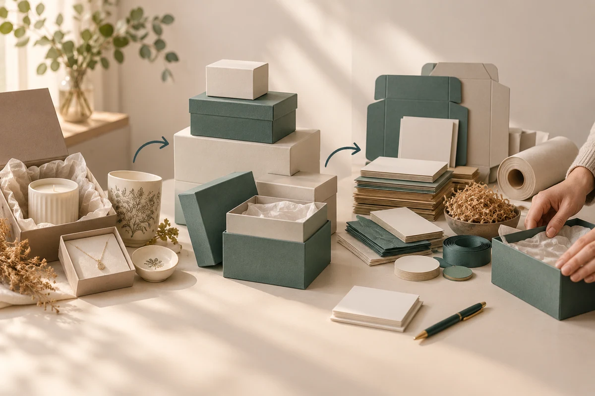 Remaining product and packaging components separated into conceptual stock groups