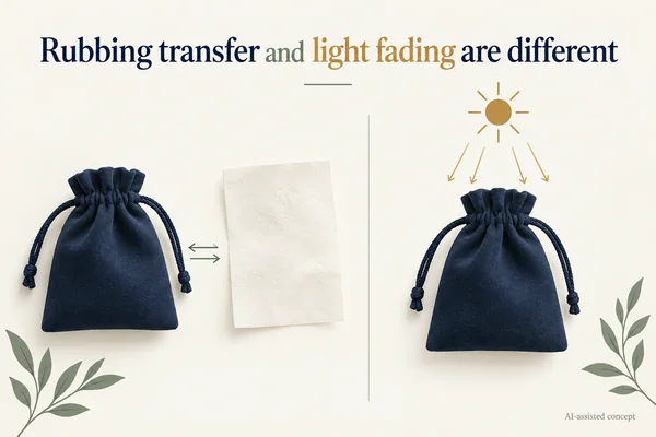 AI-assisted concept. Fabric-contact and light-exposure concepts identify different questions, not measured staining or fading.