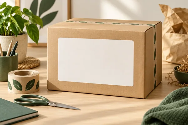 Reserved shipping-label area on a flat parcel face