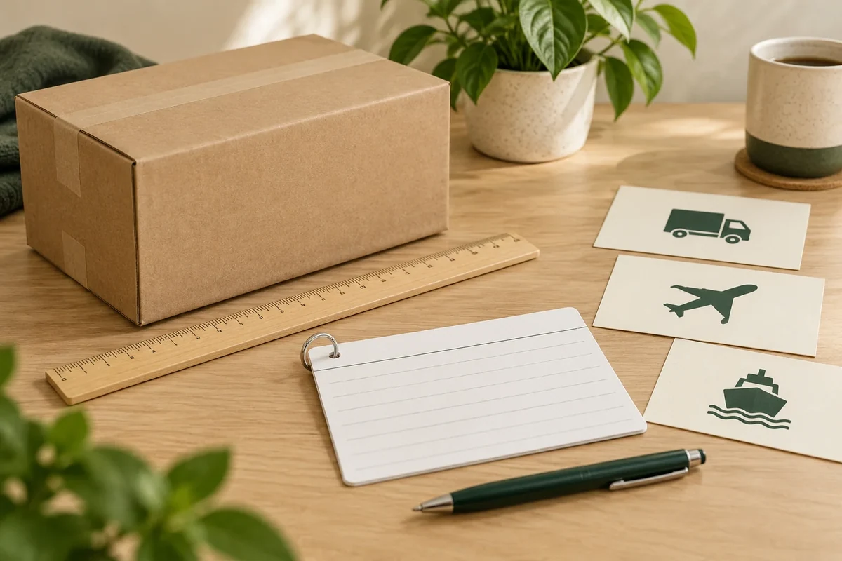 Parcel measurement reference and selected-route records