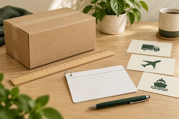 Parcel measurement reference and selected-route records