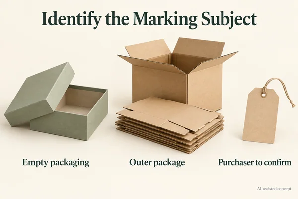 AI-assisted concept of empty gift packaging, a separate outer carton and a blank card representing an unresolved purchaser question.