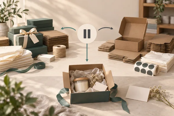 Packaging project stages separated into committed and unstarted work