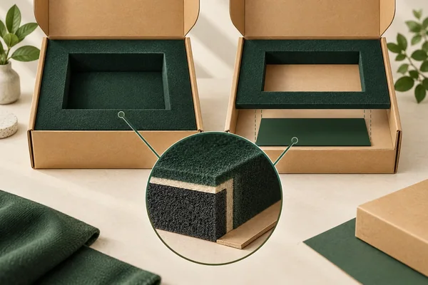 Depth-cut foam bed and through-cut layer with separate backing
