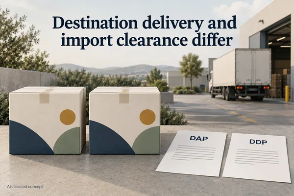 AI-assisted concept. Cartons and blank term-labelled records illustrate proposals, not contracts, import approvals or observed shipments.