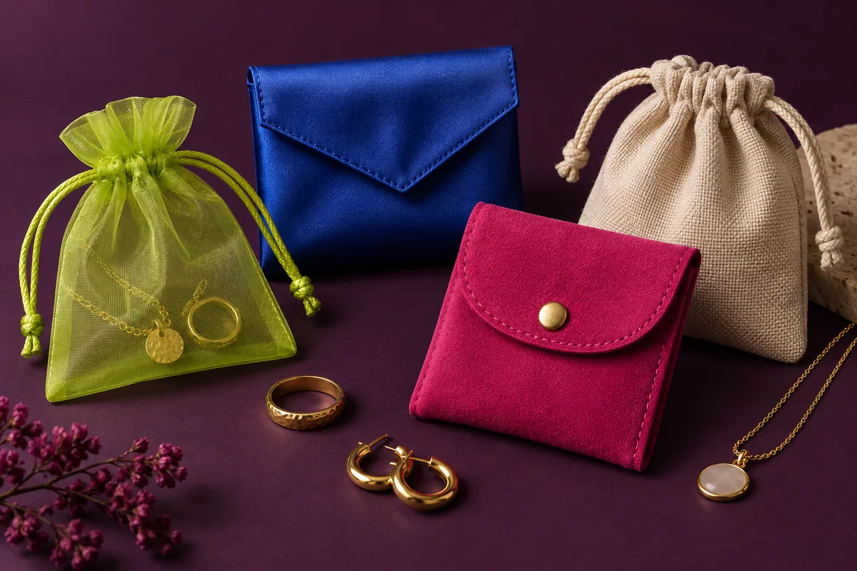 Concept jewelry pouch material and closure directions